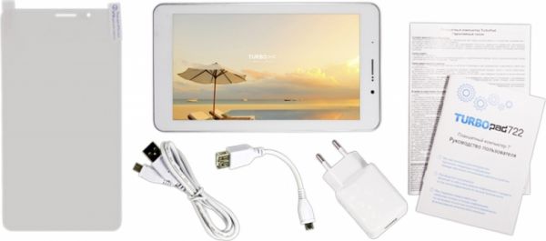 Планшетный компьютер Turbo Pad 722 (7/MediaTek/MT8312/1Gb/8Gb/3G/WiFi/BT/Android 4.2.2/White)